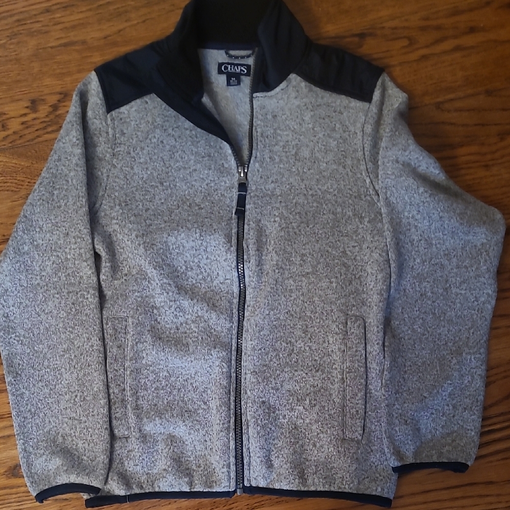 Chaps Gray and Navy Fleece Jacket